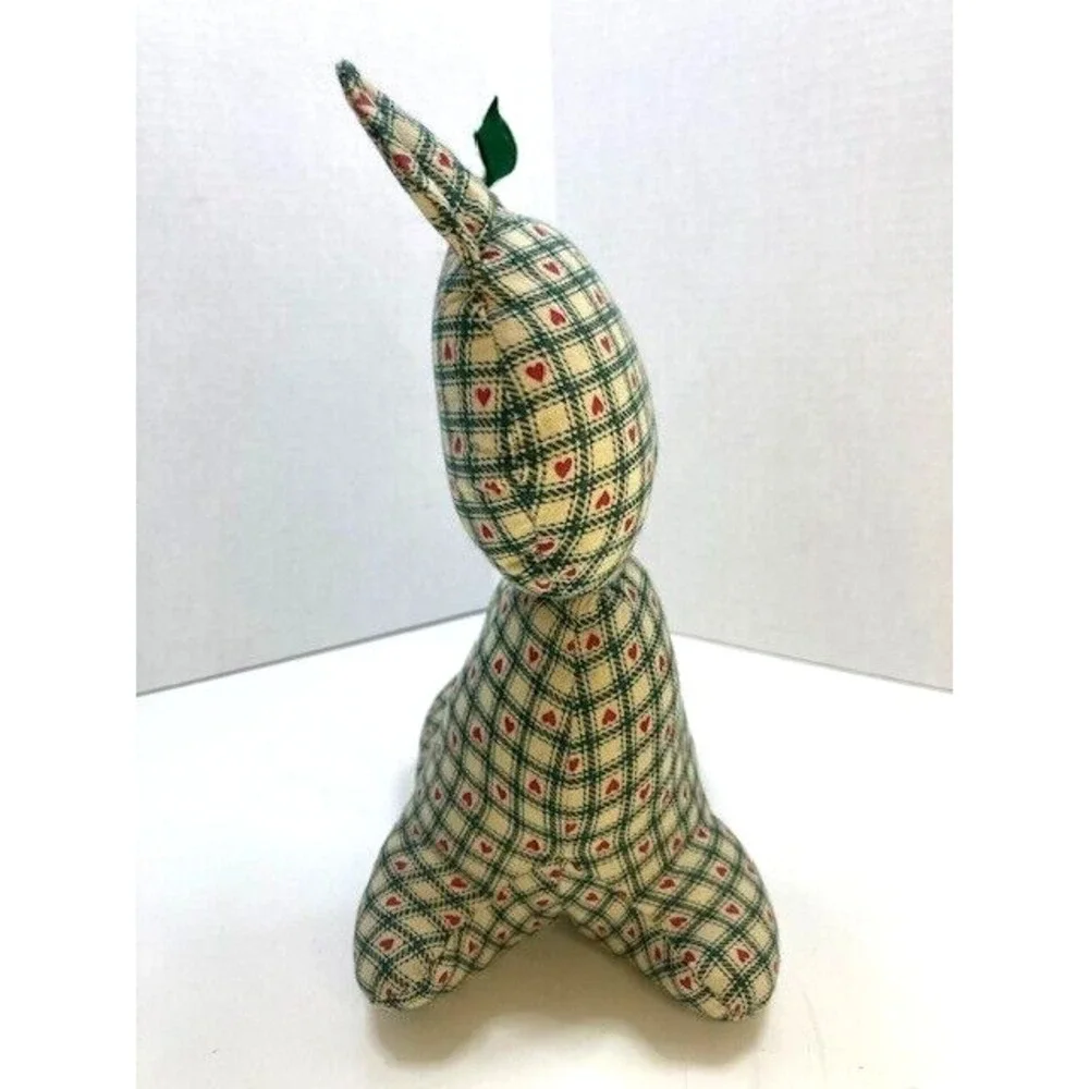Vintage Country Green Tan Red Plaid Christmas Cat Holly Bow Handmade Sewn Fabric